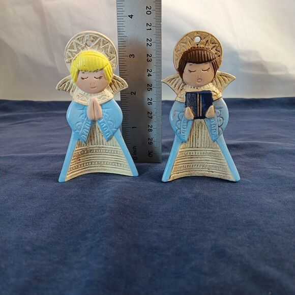 Ceramic Singing Angels Christmas Ornaments Vintage Hand Painted Replacements - Picture 13 of 13